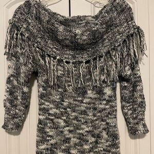 New York & Company Black and Gray Cowl Neck Sweater